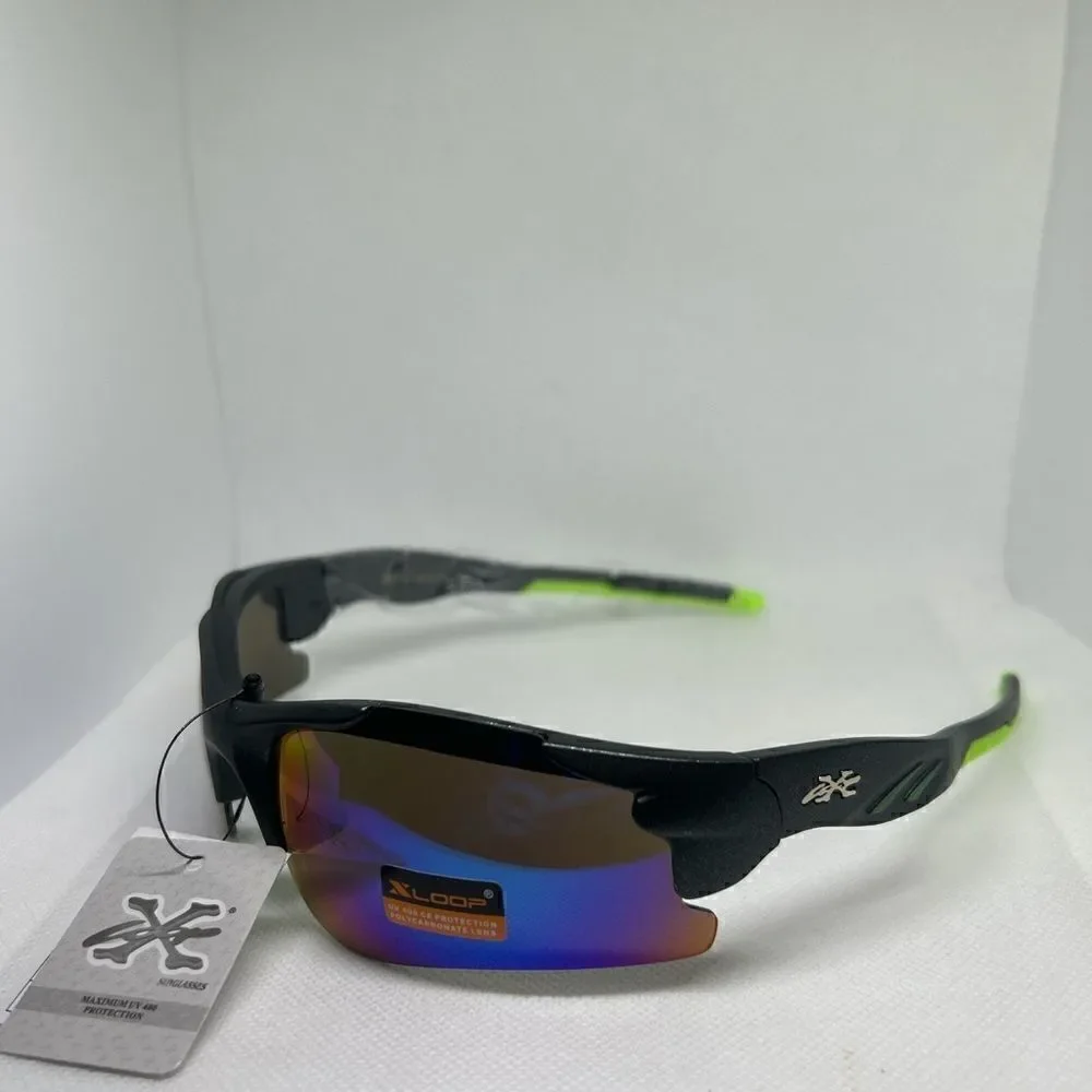 X-Loop Semi Rimless Wrap Mirrored Sunglasses